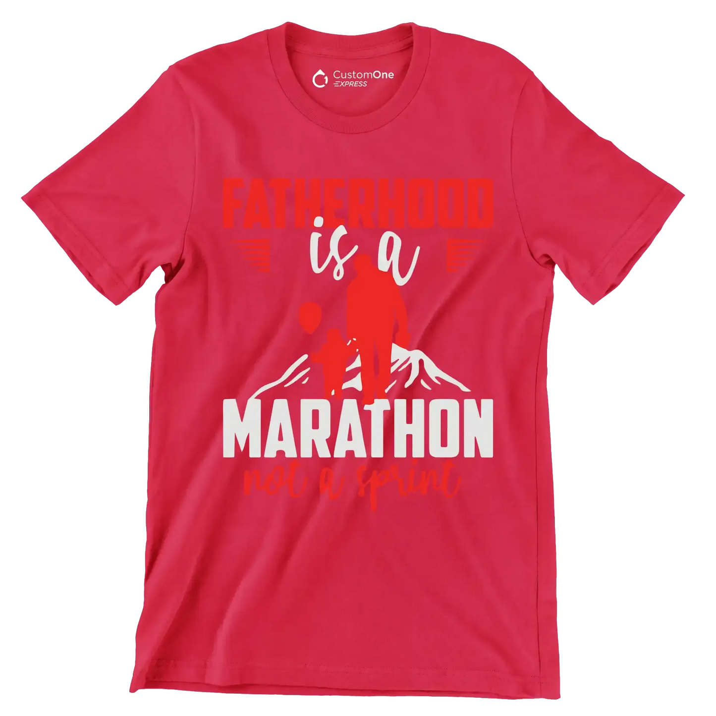 Atherhood is a marathon not a sprint - Father’s Day T-Shirt-Red-S-Custom One Express