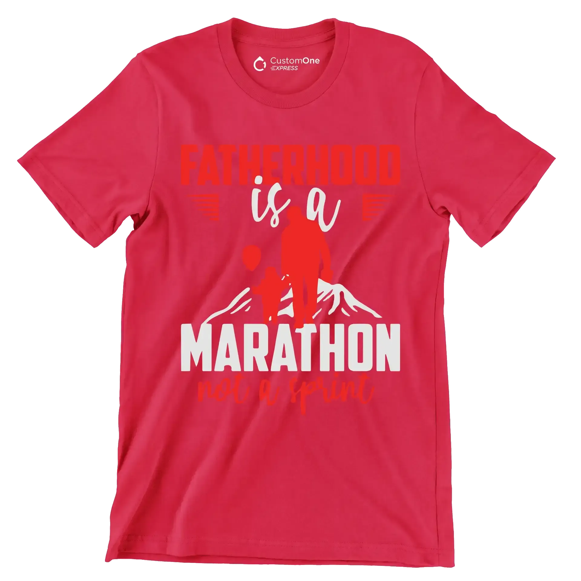 Atherhood is a marathon not a sprint - Father’s Day T-Shirt-Red-S-Custom One Express