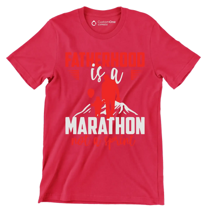 Atherhood is a marathon not a sprint - Father’s Day T-Shirt-Red-S-Custom One Express