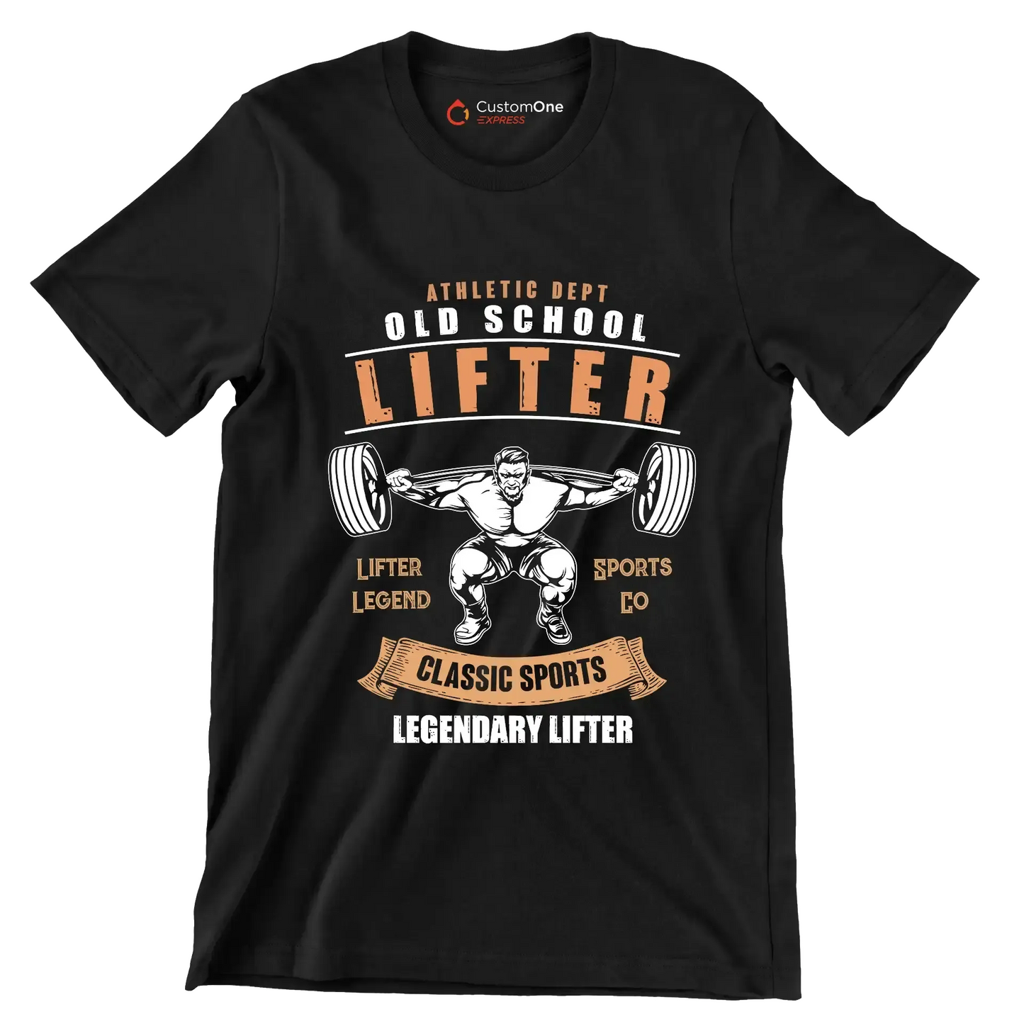 Athletic Dept Old School Lifter Legend Sports Co Classic Sports Legendary Lifter - Gym Themed T-Shirt-Black-S-Custom One Express