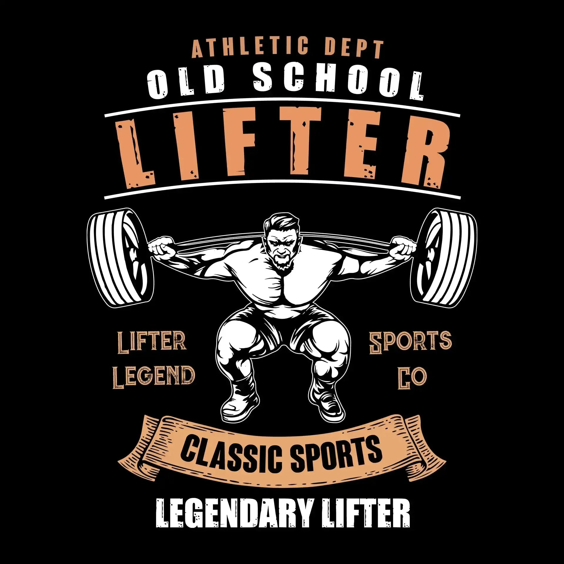 Athletic Dept Old School Lifter Legend Sports Co Classic Sports Legendary Lifter - Gym Themed T-Shirt-Black-S-Custom One Express