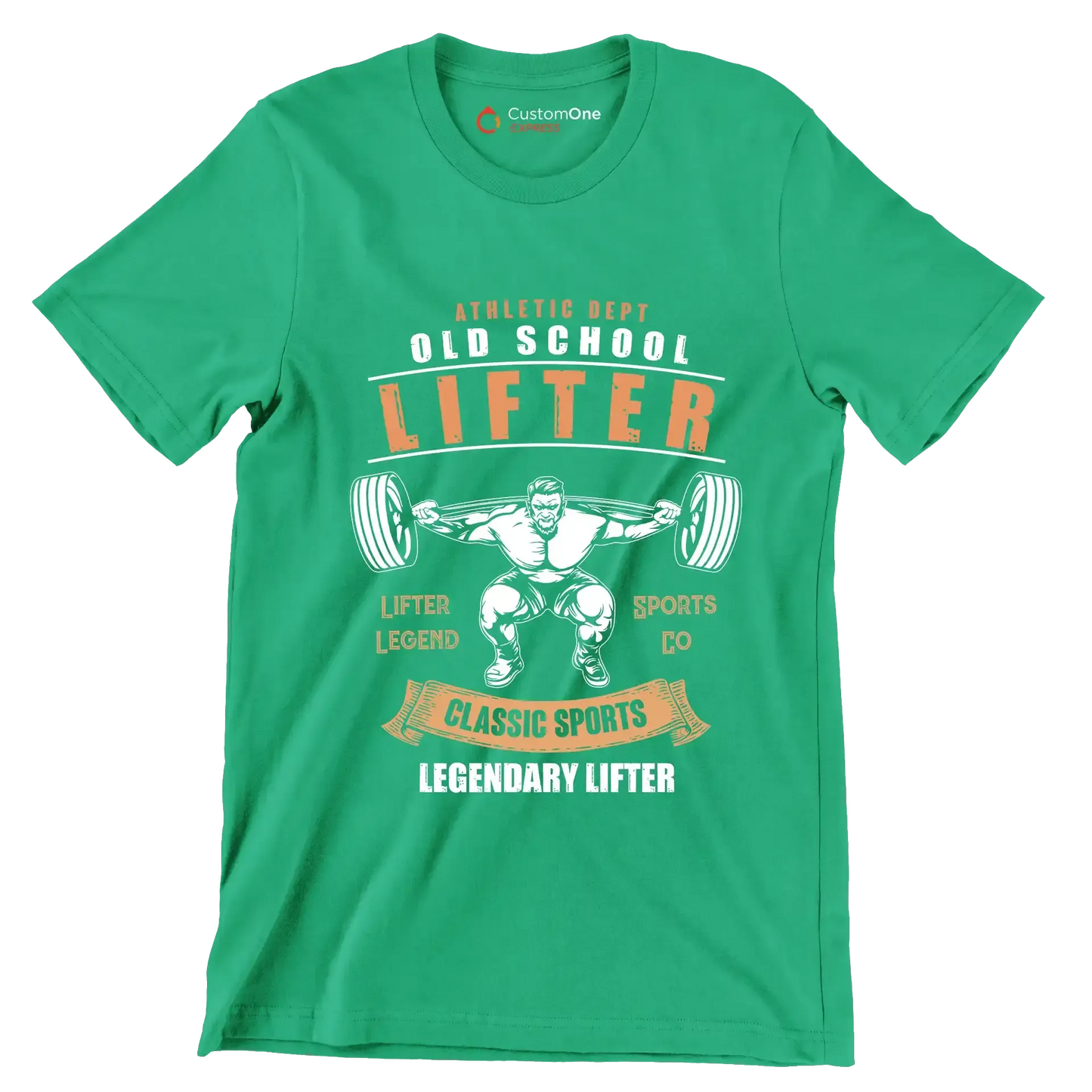 Athletic Dept Old School Lifter Legend Sports Co Classic Sports Legendary Lifter - Gym Themed T-Shirt-Green-S-Custom One Express