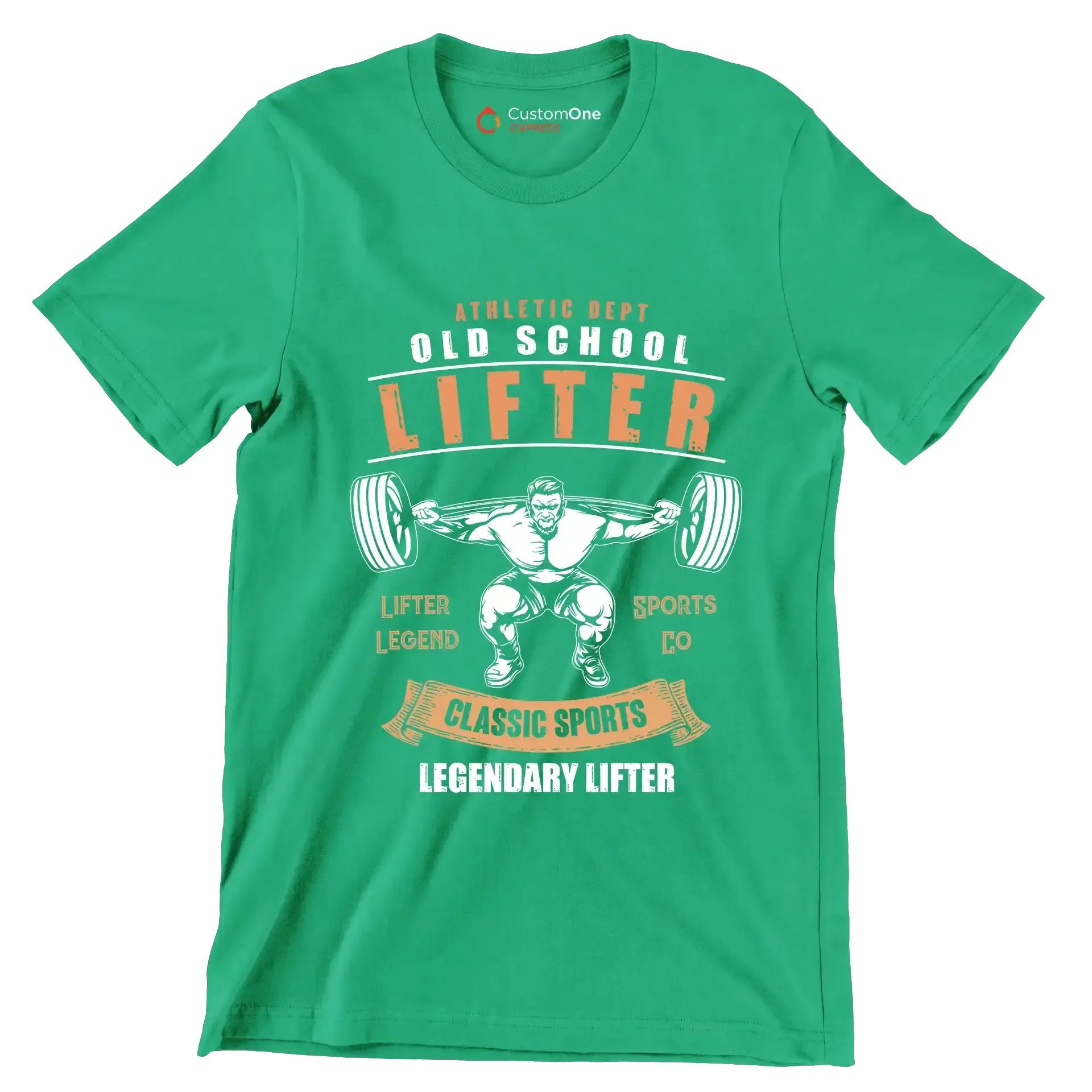 Athletic Dept Old School Lifter Legend Sports Co Classic Sports Legendary Lifter - Gym Themed T-Shirt-Green-S-Custom One Express