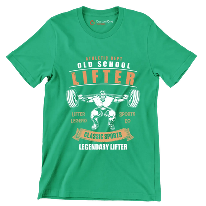 Athletic Dept Old School Lifter Legend Sports Co Classic Sports Legendary Lifter - Gym Themed T-Shirt-Green-S-Custom One Express