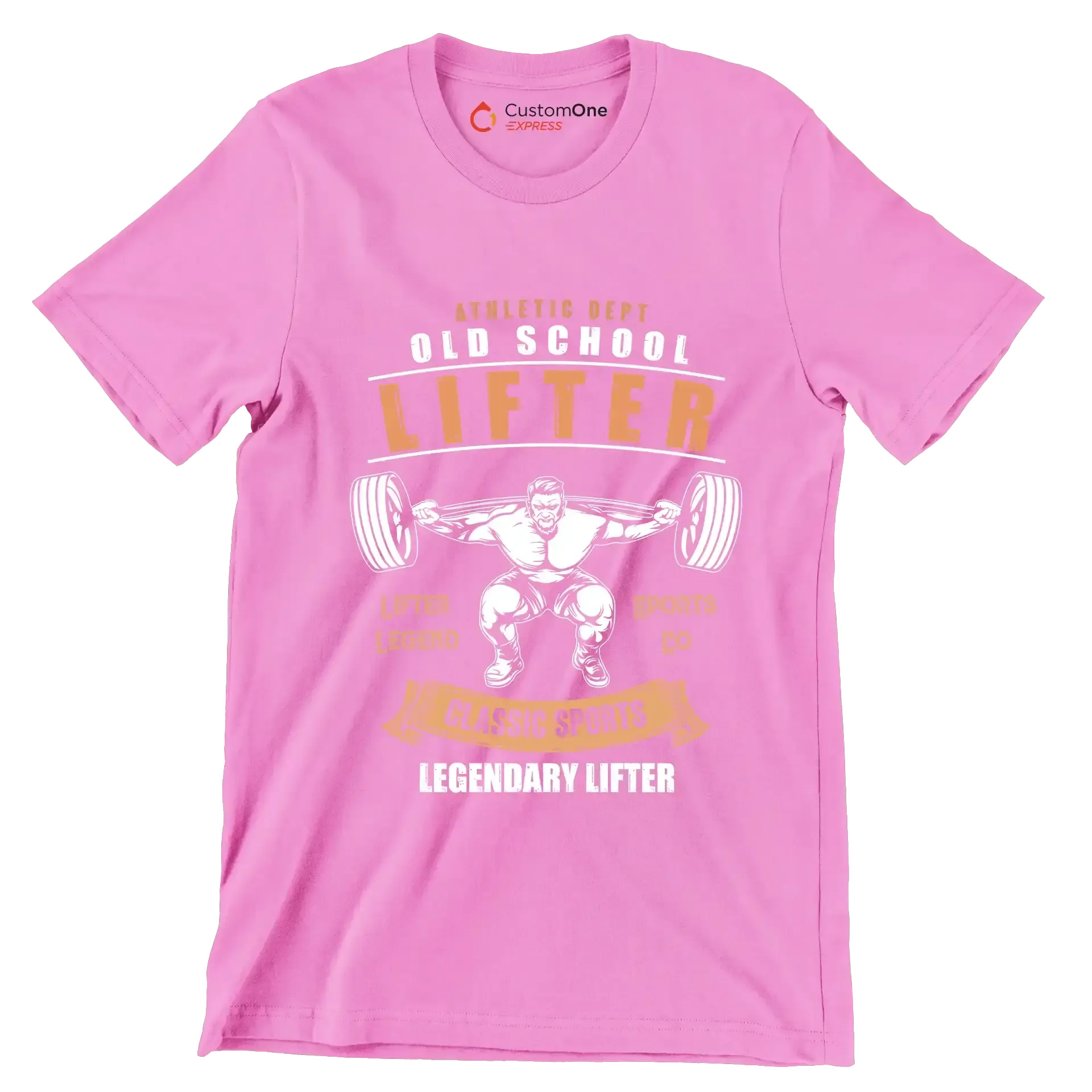 Athletic Dept Old School Lifter Legend Sports Co Classic Sports Legendary Lifter - Gym Themed T-Shirt-Pink-S-Custom One Express