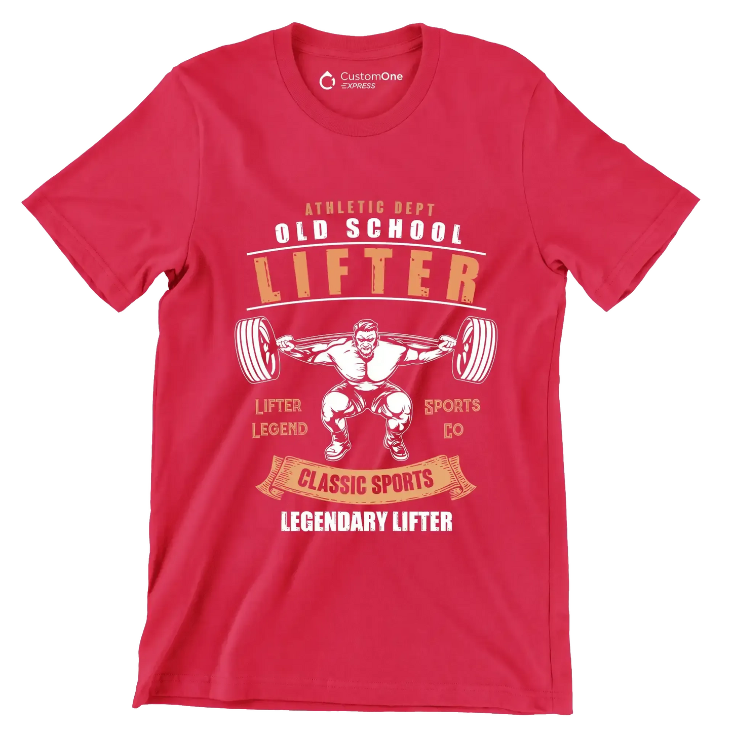 Athletic Dept Old School Lifter Legend Sports Co Classic Sports Legendary Lifter - Gym Themed T-Shirt-Red-S-Custom One Express