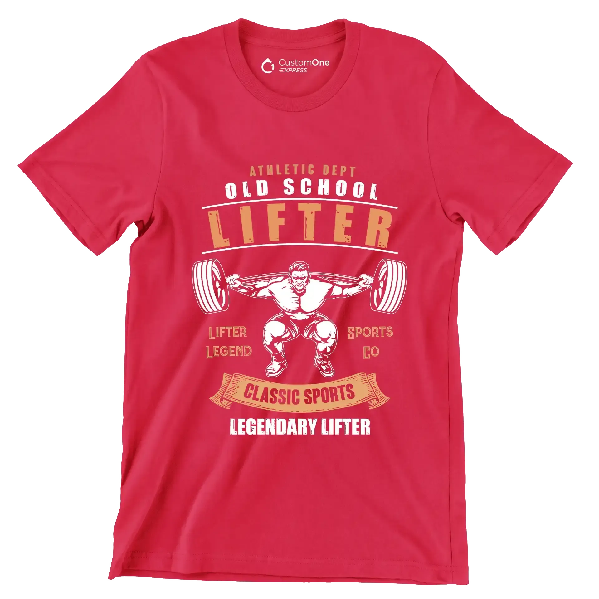 Athletic Dept Old School Lifter Legend Sports Co Classic Sports Legendary Lifter - Gym Themed T-Shirt-Red-S-Custom One Express