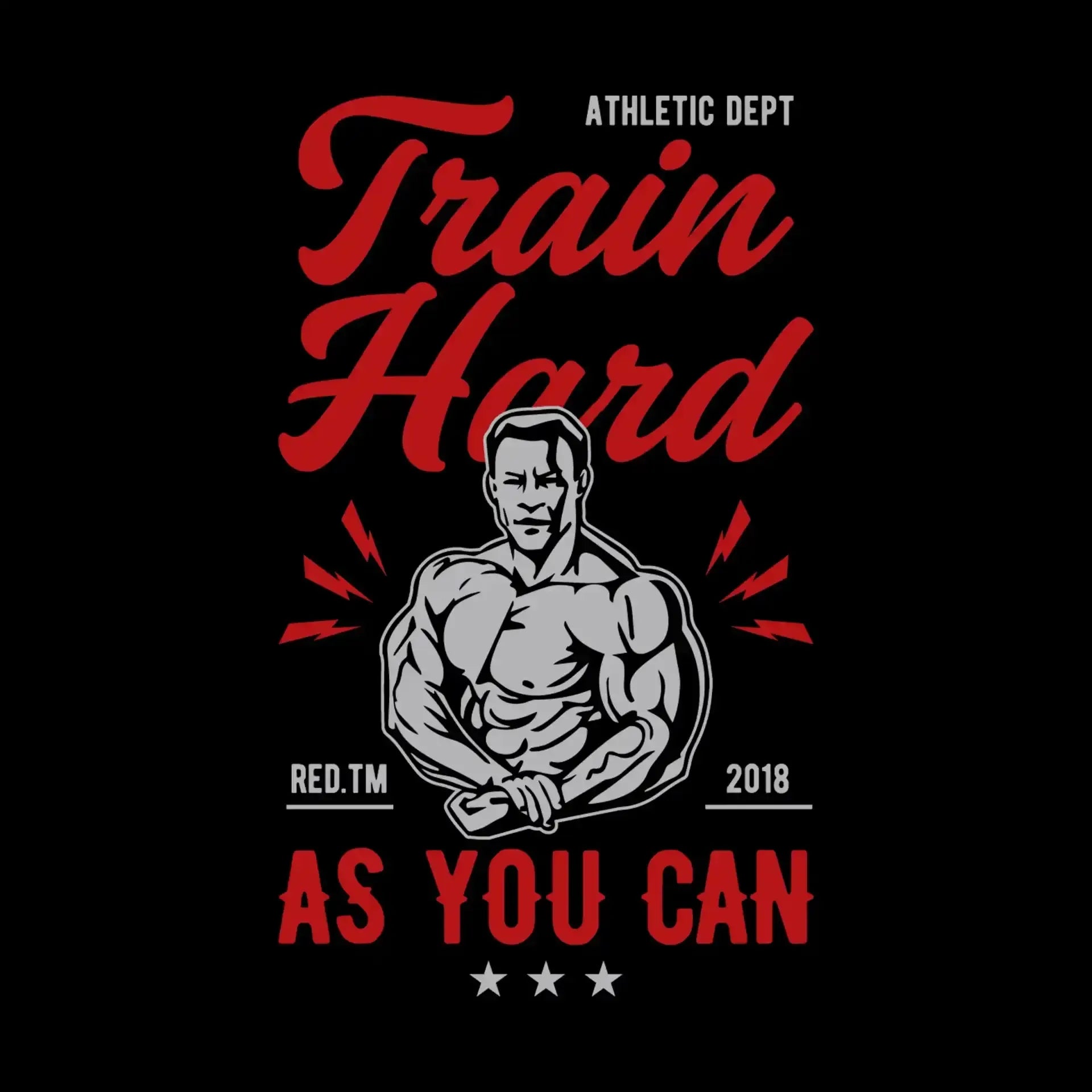 Athletic Dept Train Hard Red. Tm 2018 As You Can - Gym Themed T-Shirt-Black-S-Custom One Express