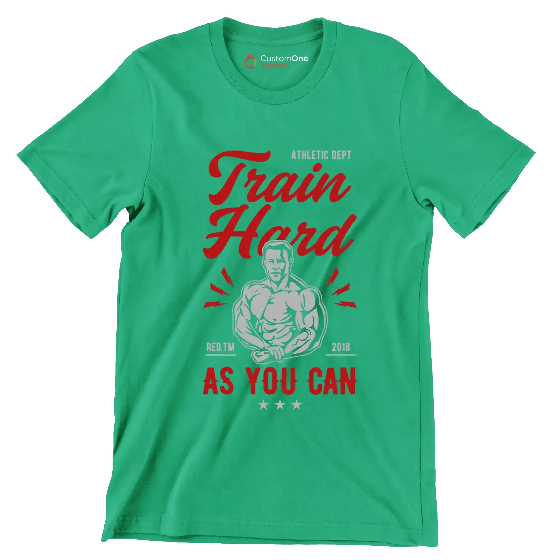Athletic Dept Train Hard Red. Tm 2018 As You Can - Gym Themed T-Shirt-Green-S-Custom One Express