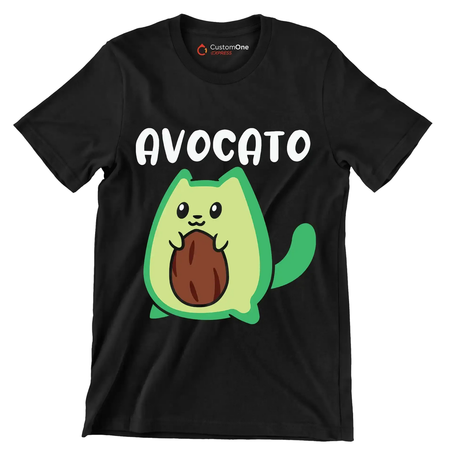 Avocato Funny Avocado Lover Cat - Cat Themed T-Shirt-Black-S-Custom One Express