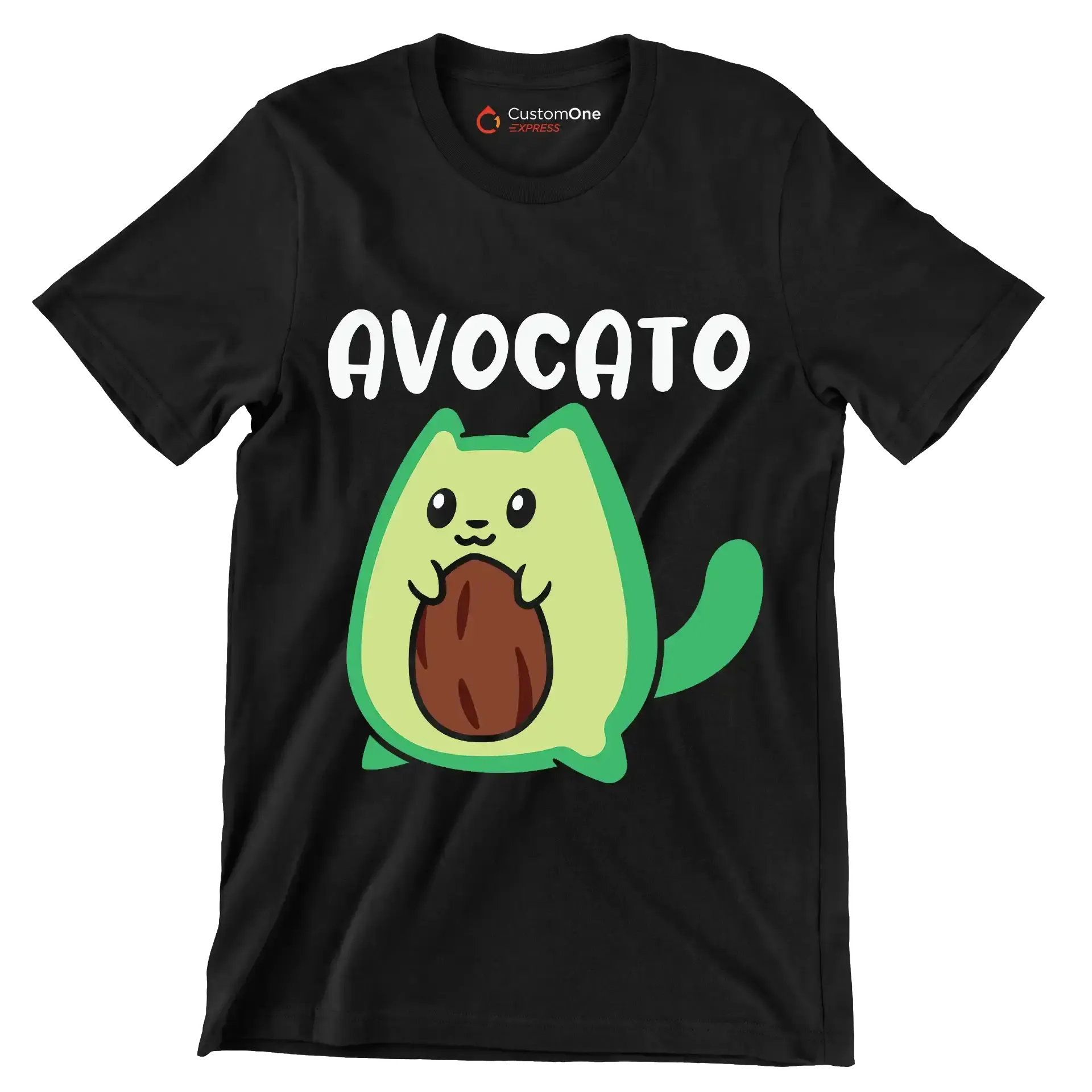 Avocato Funny Avocado Lover Cat - Cat Themed T-Shirt-Black-S-Custom One Express