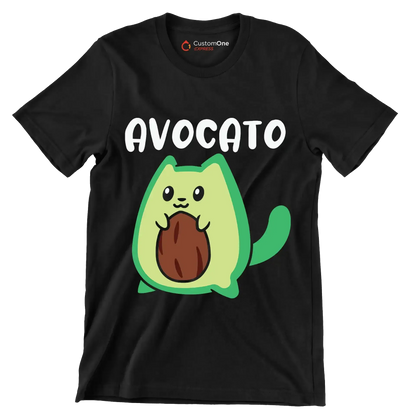 Avocato Funny Avocado Lover Cat - Cat Themed T-Shirt-Black-S-Custom One Express