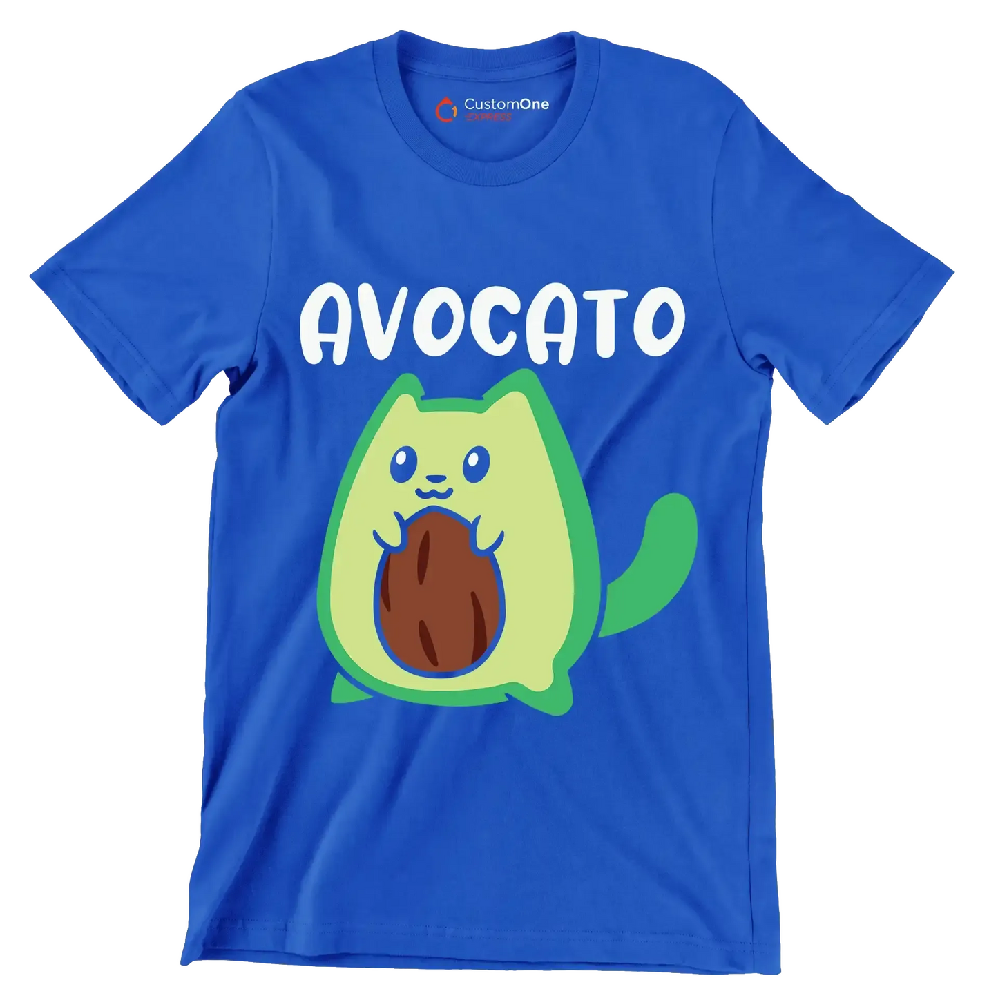Avocato Funny Avocado Lover Cat - Cat Themed T-Shirt-Blue-S-Custom One Express