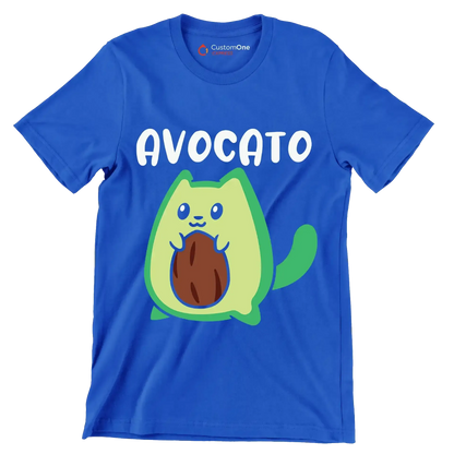 Avocato Funny Avocado Lover Cat - Cat Themed T-Shirt-Blue-S-Custom One Express