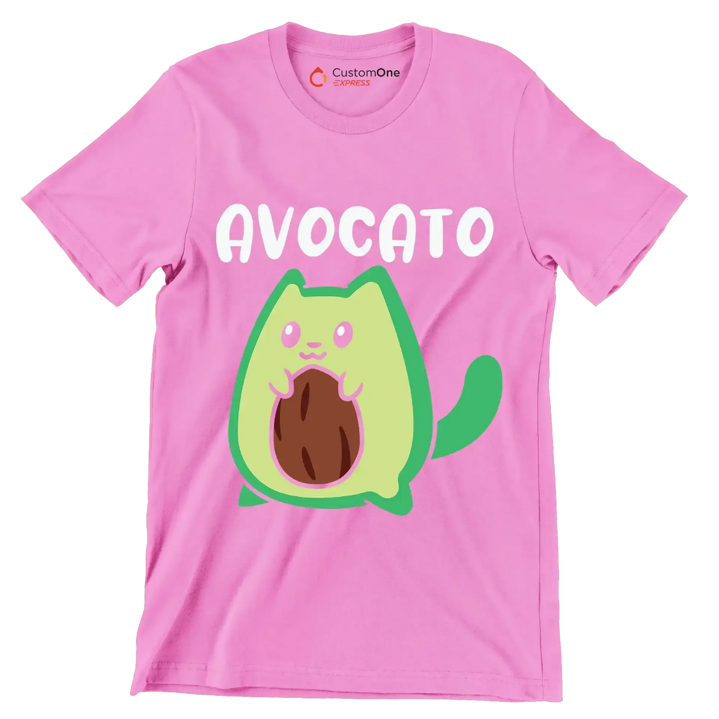 Avocato Funny Avocado Lover Cat - Cat Themed T-Shirt-Pink-S-Custom One Express