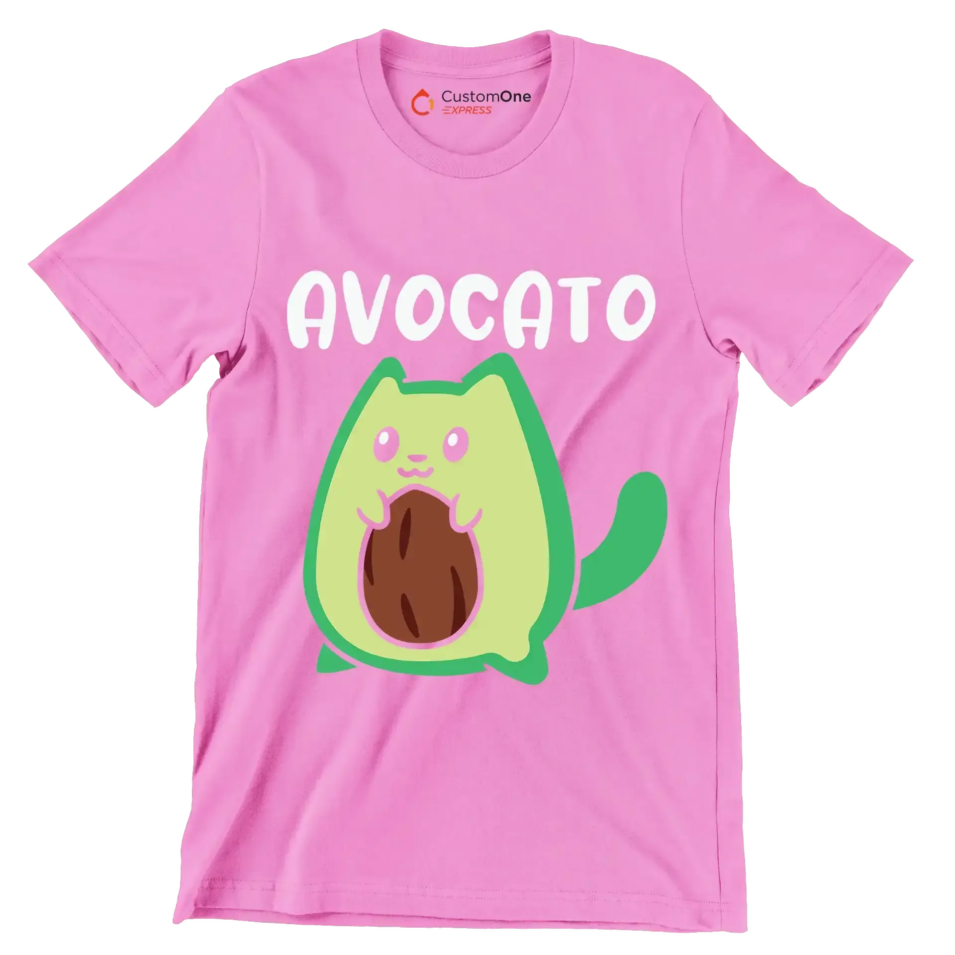 Avocato Funny Avocado Lover Cat - Cat Themed T-Shirt-Pink-S-Custom One Express