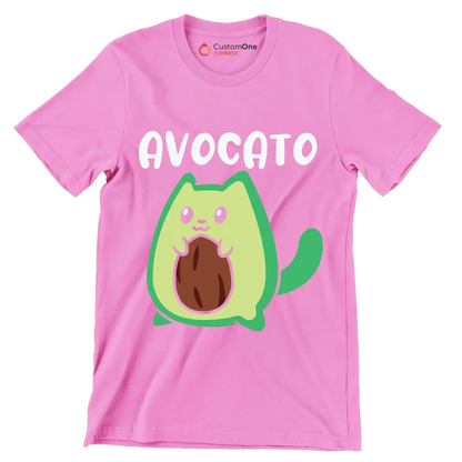 Avocato Funny Avocado Lover Cat - Cat Themed T-Shirt-Pink-S-Custom One Express