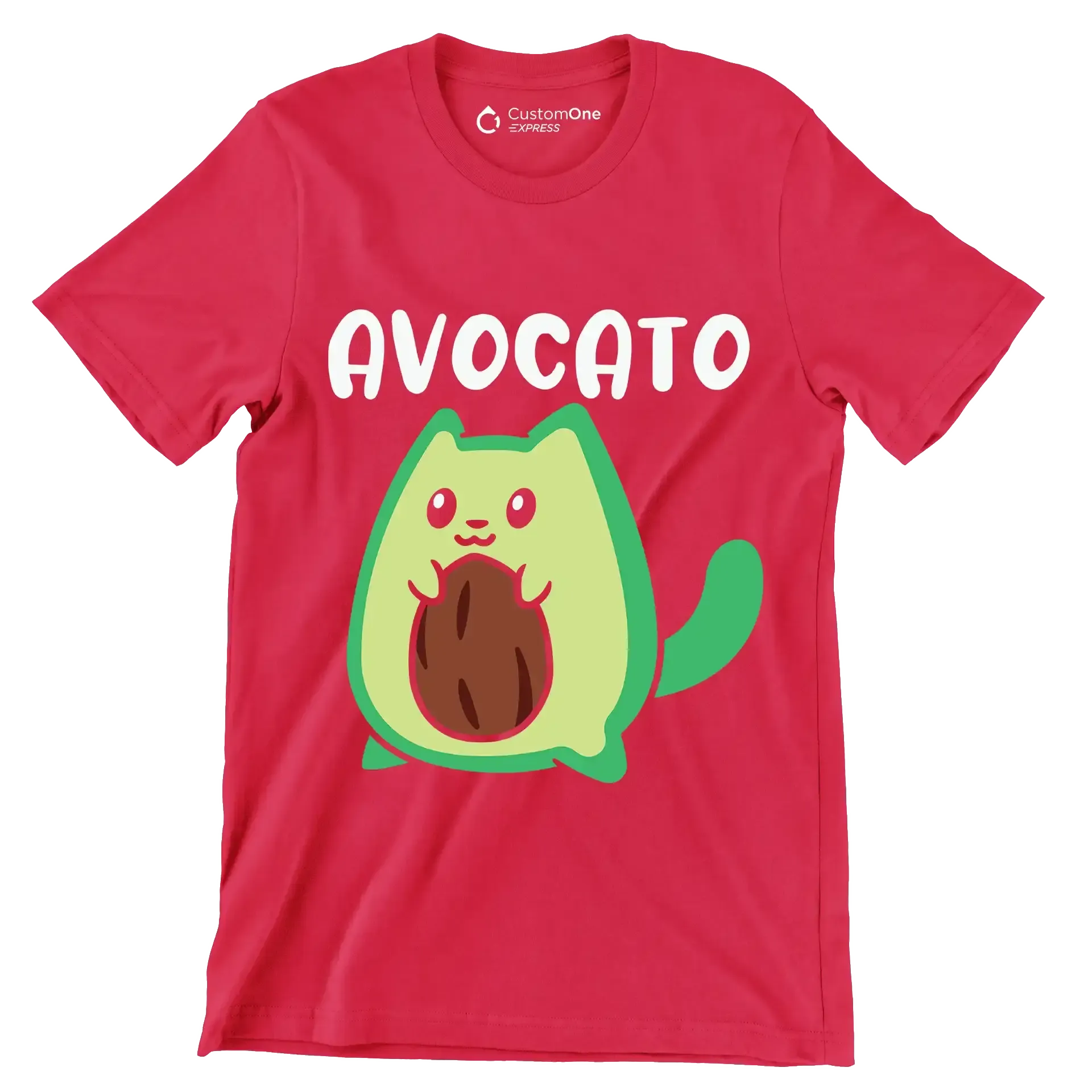 Avocato Funny Avocado Lover Cat - Cat Themed T-Shirt-Red-S-Custom One Express