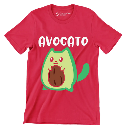 Avocato Funny Avocado Lover Cat - Cat Themed T-Shirt-Red-S-Custom One Express