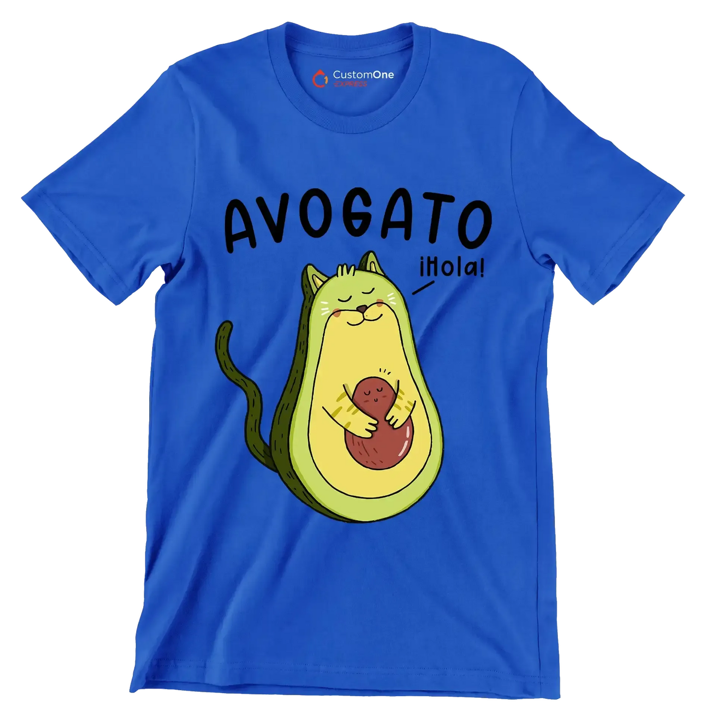 Avogato hola! - Cat Themed T-Shirt-Blue-S-Custom One Express