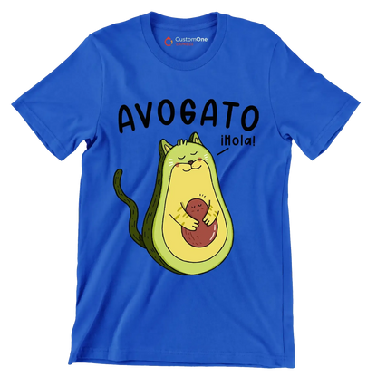 Avogato hola! - Cat Themed T-Shirt-Blue-S-Custom One Express