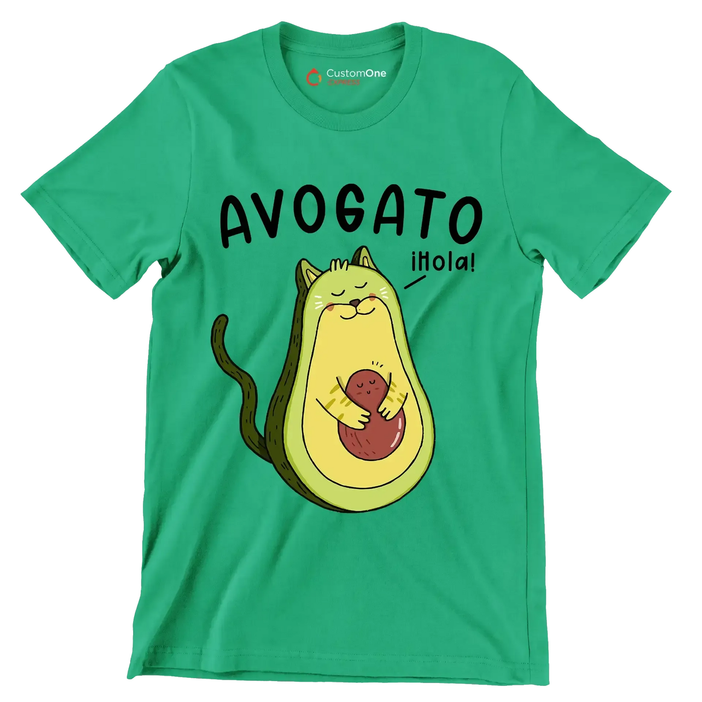 Avogato hola! - Cat Themed T-Shirt-Green-S-Custom One Express