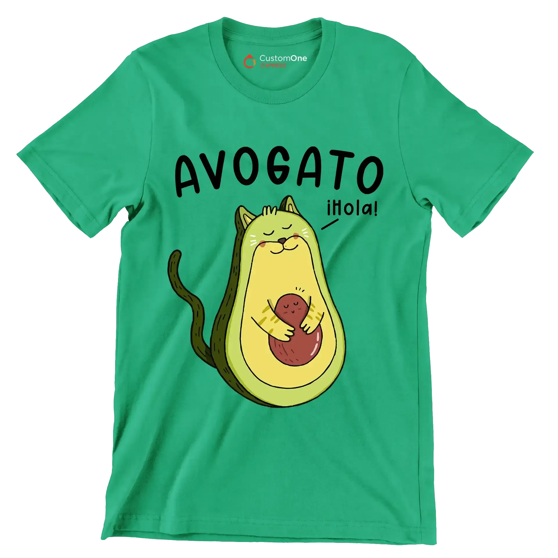 Avogato hola! - Cat Themed T-Shirt-Green-S-Custom One Express