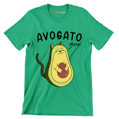 Avogato hola! - Cat Themed T-Shirt-Green-S-Custom One Express