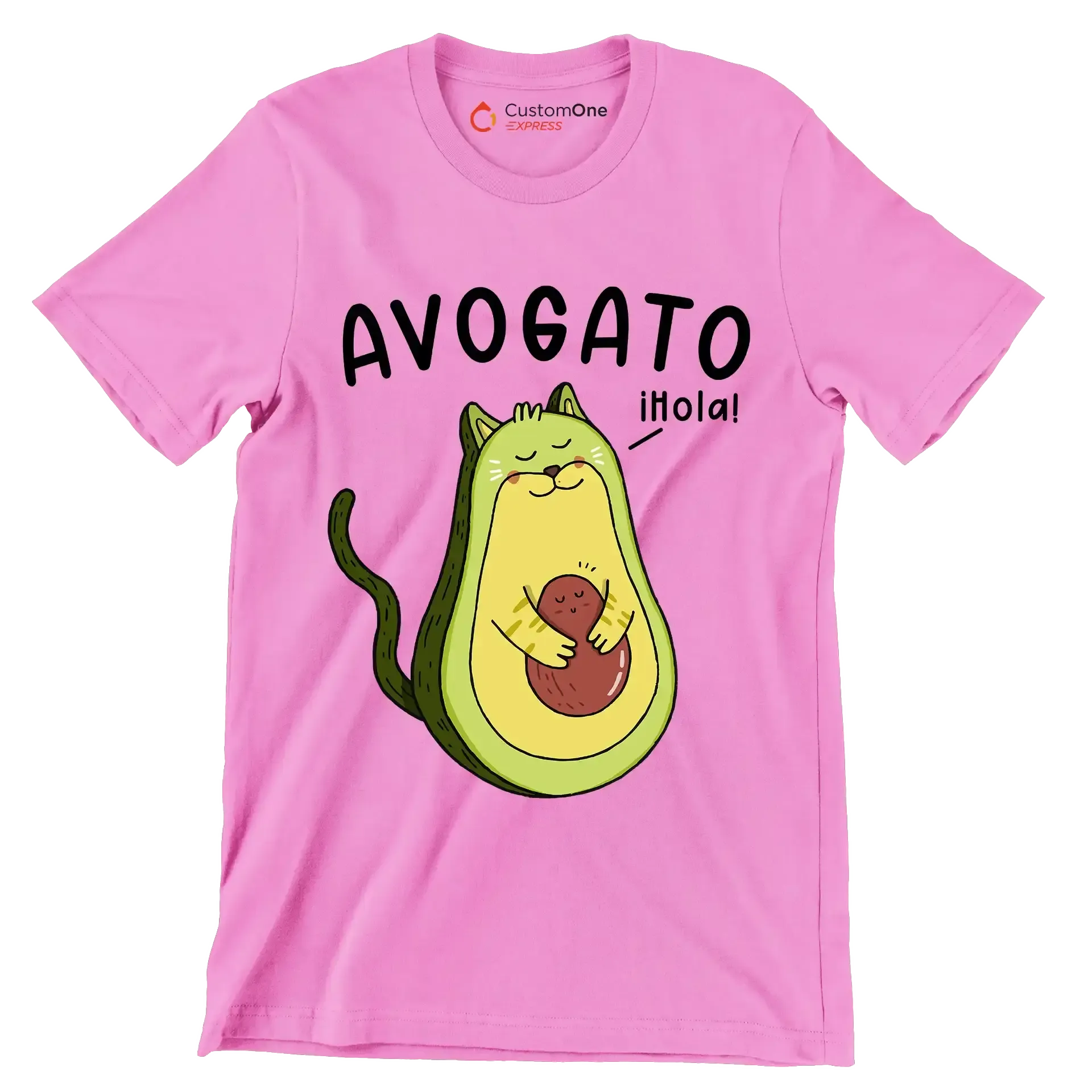 Avogato hola! - Cat Themed T-Shirt-Pink-S-Custom One Express