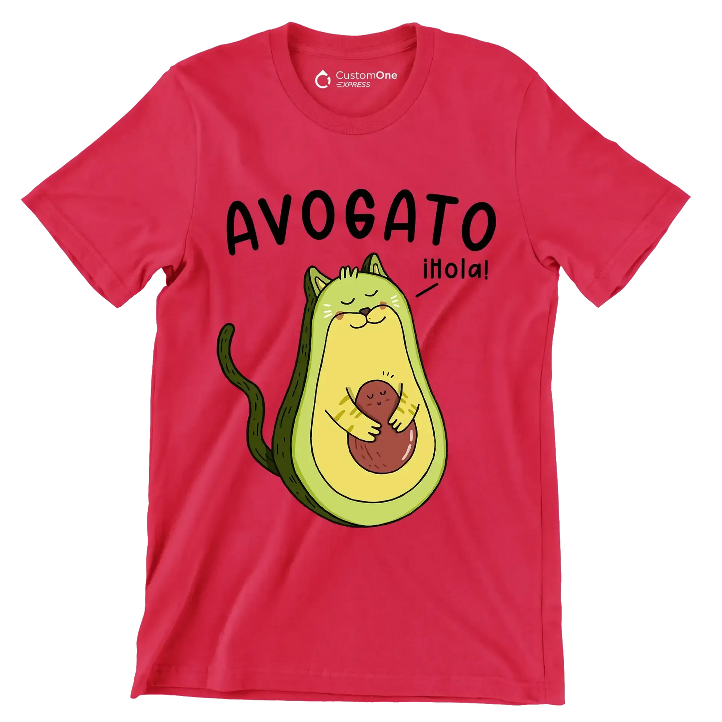 Avogato hola! - Cat Themed T-Shirt-Red-S-Custom One Express