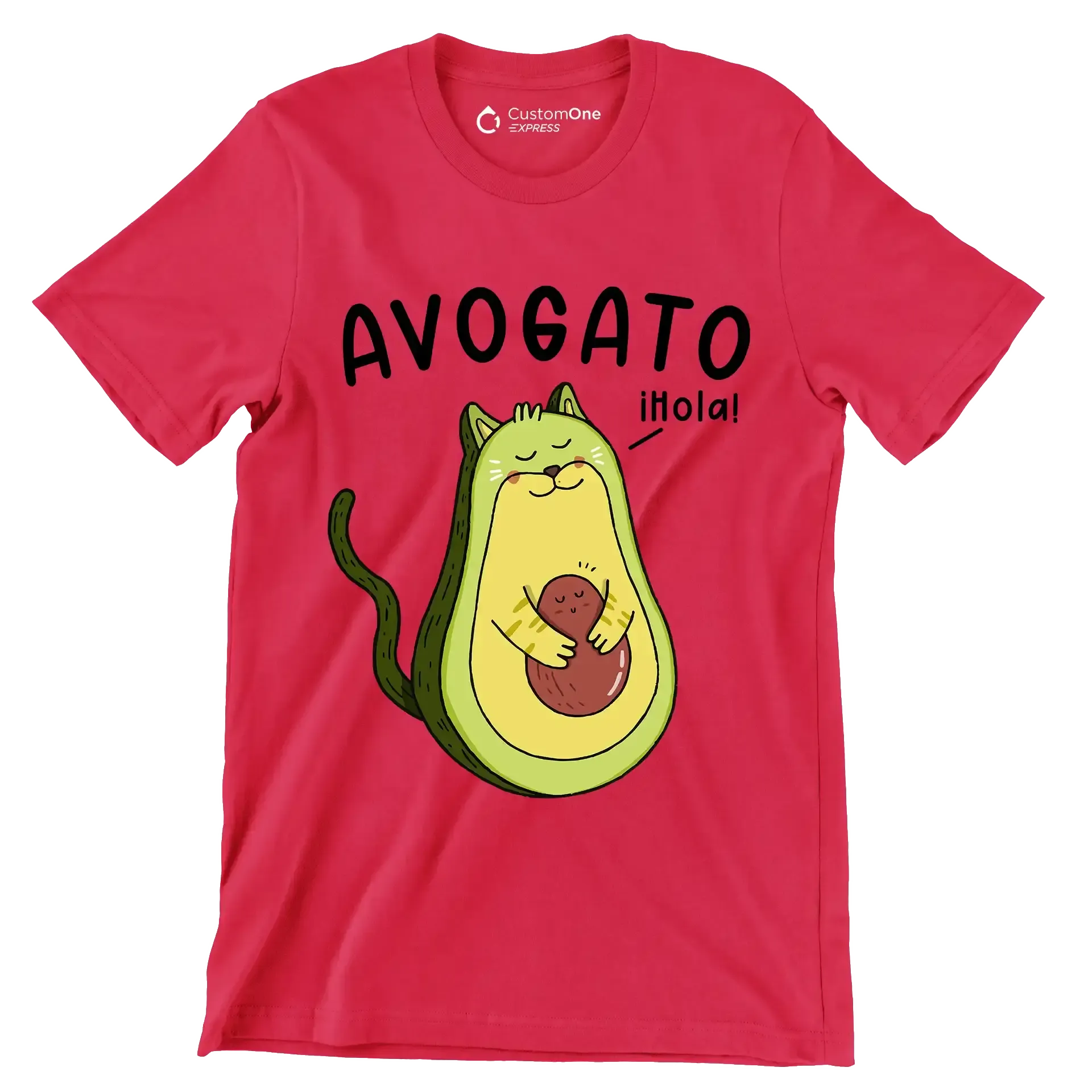 Avogato hola! - Cat Themed T-Shirt-Red-S-Custom One Express