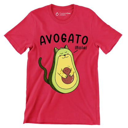 Avogato hola! - Cat Themed T-Shirt-Red-S-Custom One Express