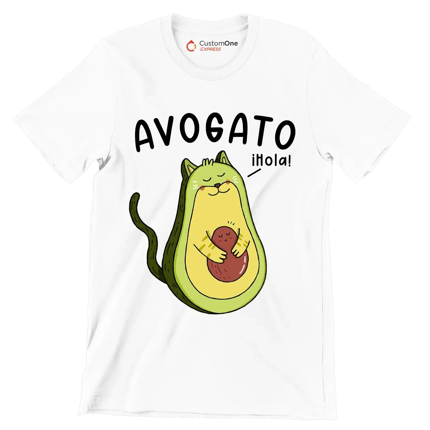 Avogato hola! - Cat Themed T-Shirt-White-S-Custom One Express
