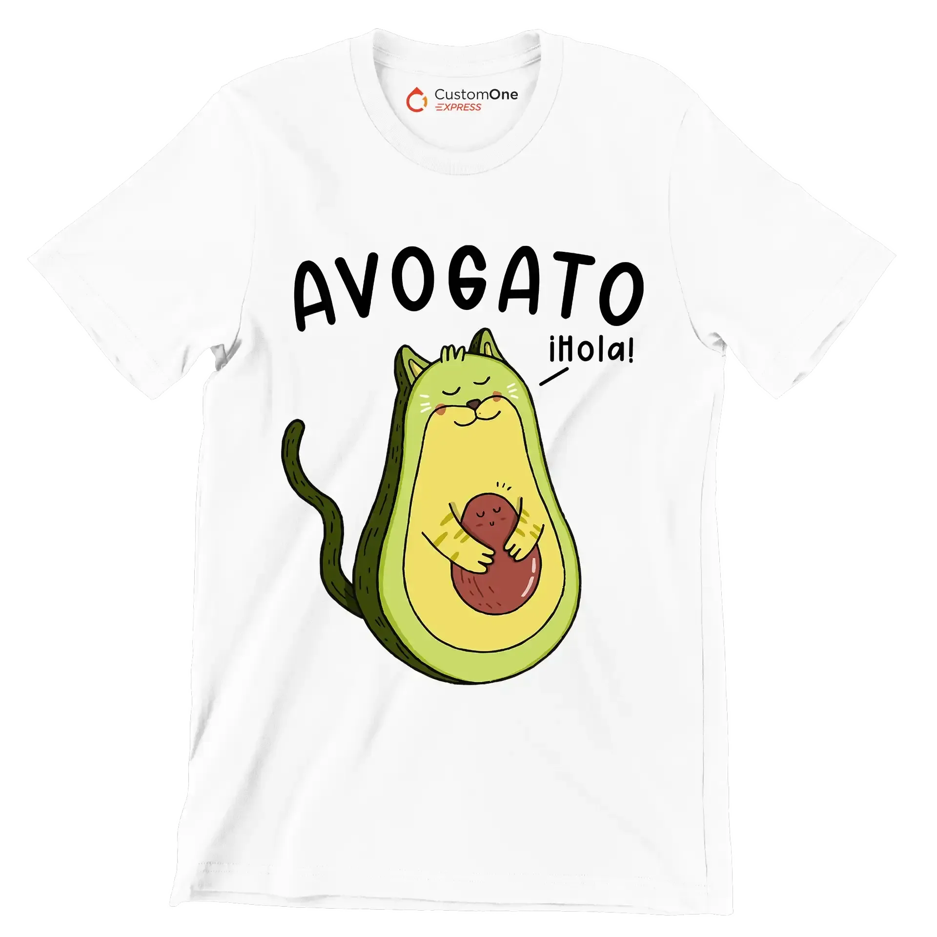 Avogato hola! - Cat Themed T-Shirt-White-S-Custom One Express
