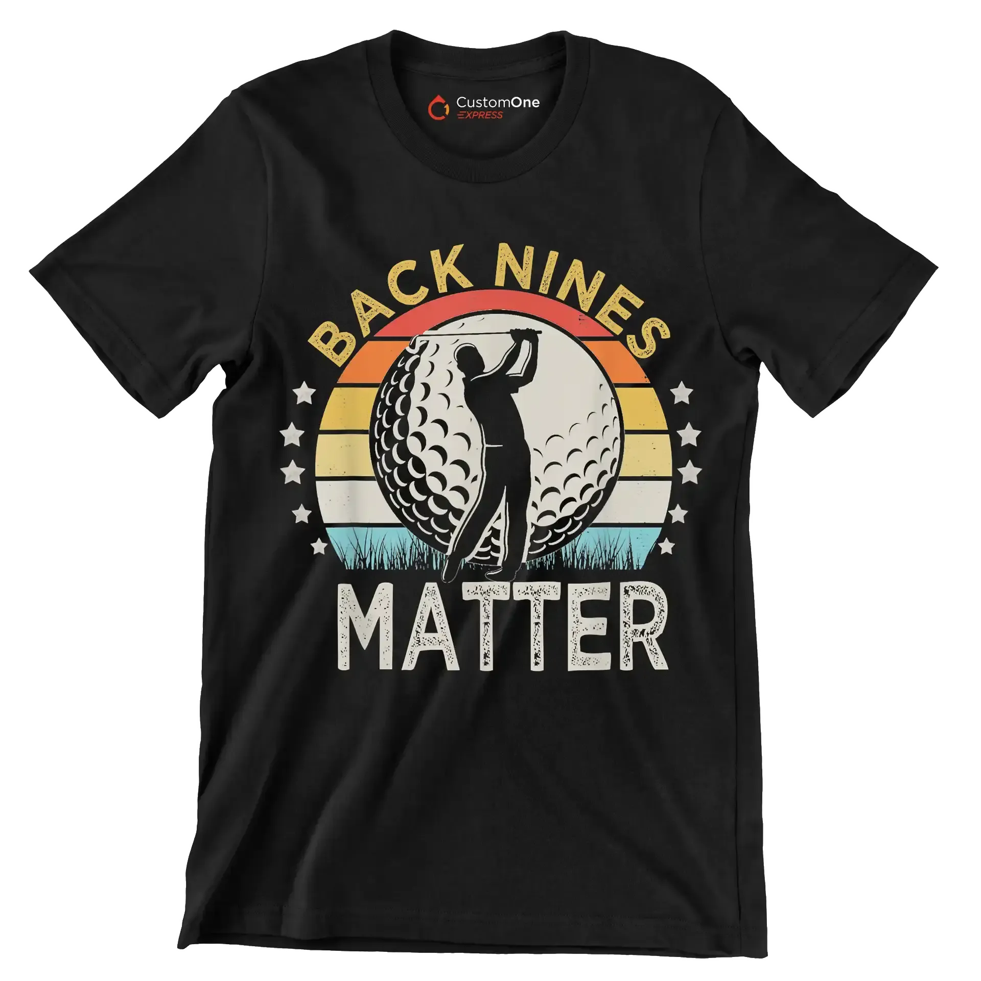 BACK NINES MATTER - Golf Themed T-Shirt-Black-S-Custom One Express