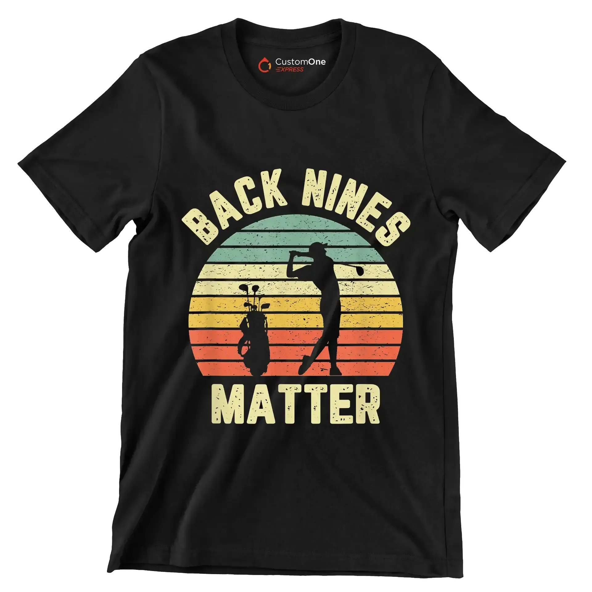 BACK NINES MATTER - Golf Themed T-Shirt-Black-S-Custom One Express