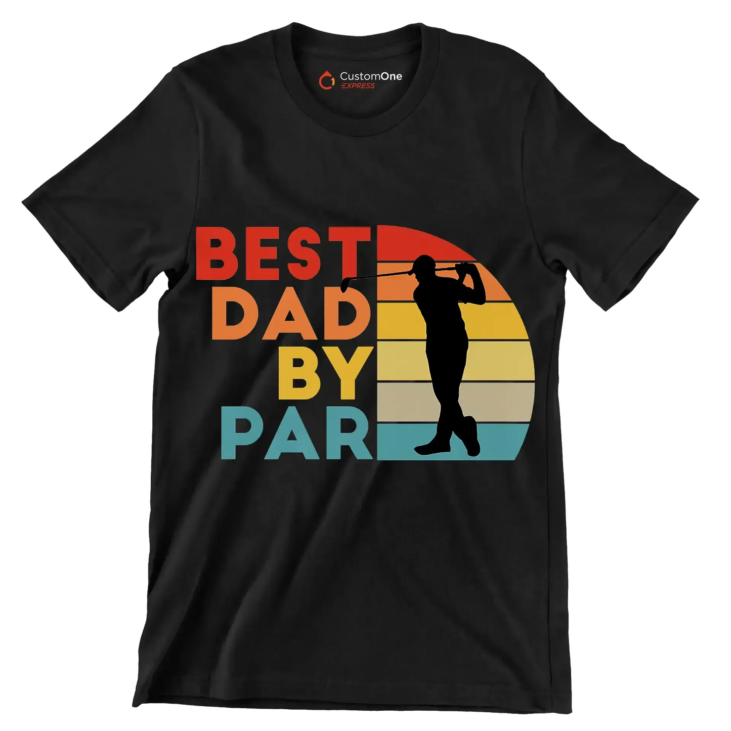 BEST DAD BY PAR - Golf Themed T-Shirt-Black-S-Custom One Express