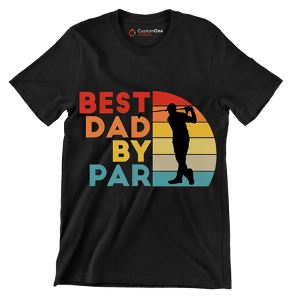 BEST DAD BY PAR - Golf Themed T-Shirt-Black-S-Custom One Express