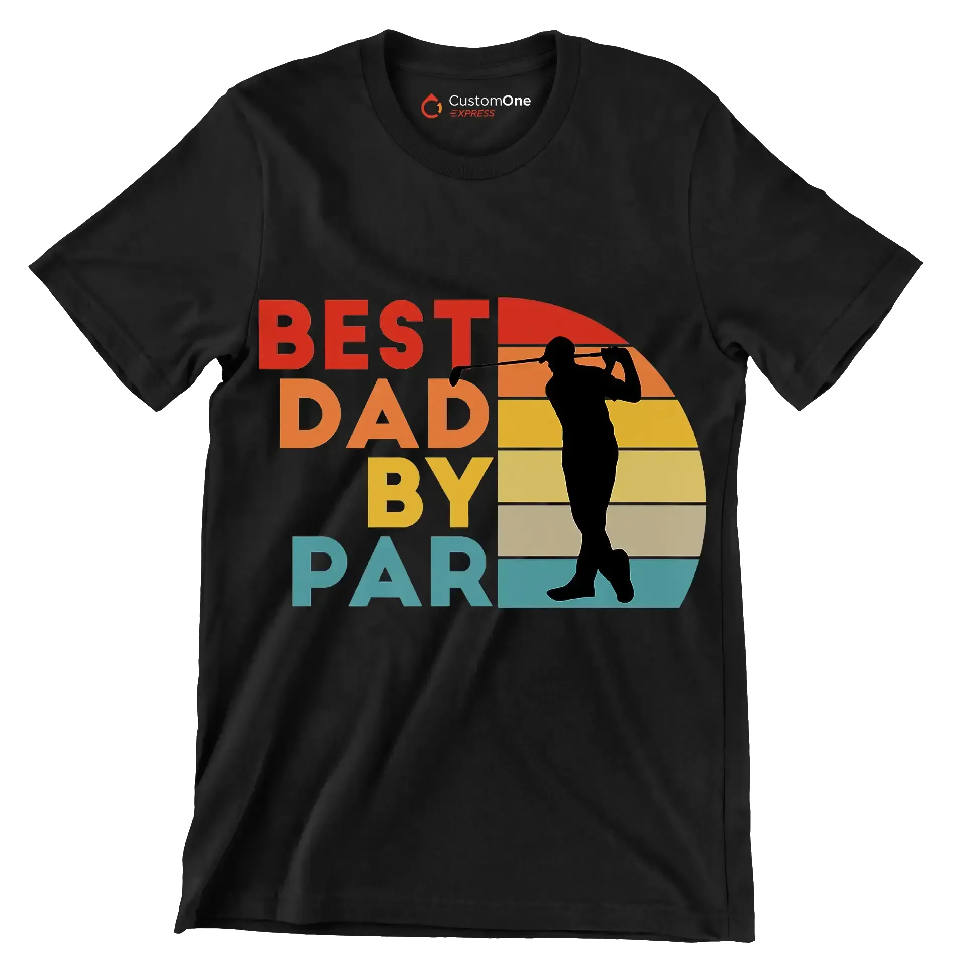 BEST DAD BY PAR - Golf Themed T-Shirt-Black-S-Custom One Express