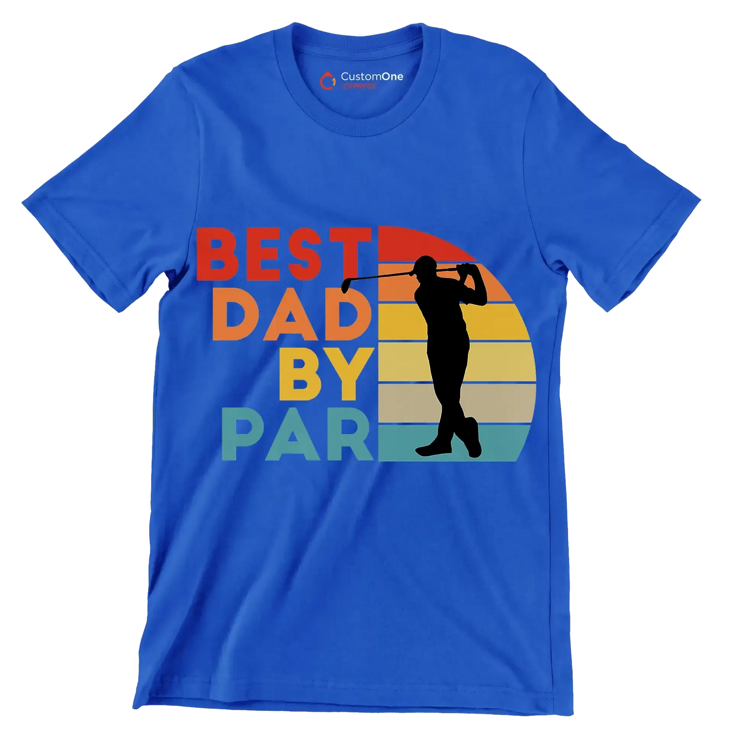 BEST DAD BY PAR - Golf Themed T-Shirt-Blue-S-Custom One Express