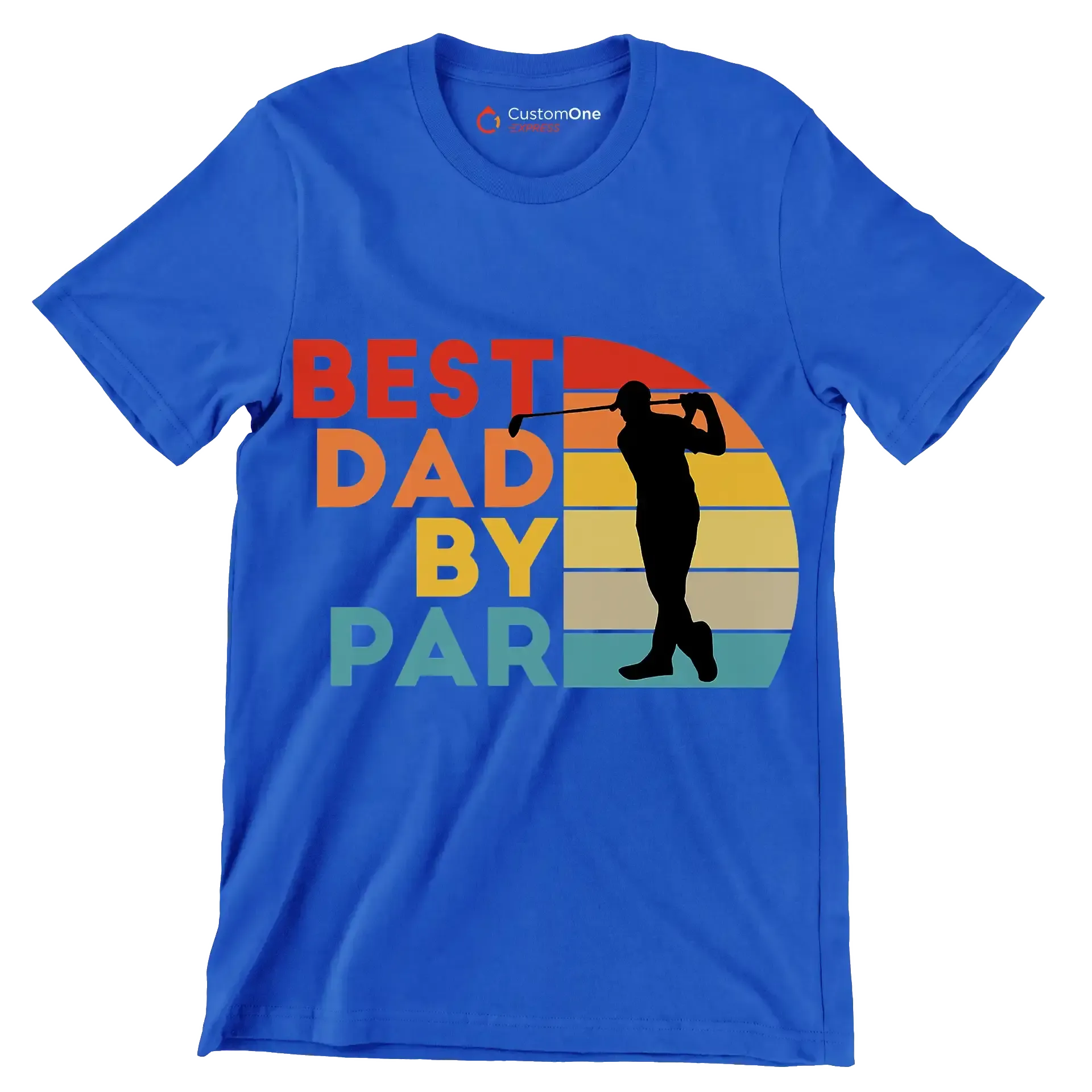 BEST DAD BY PAR - Golf Themed T-Shirt-Blue-S-Custom One Express