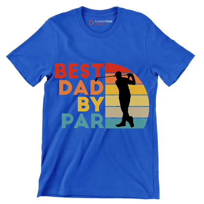 BEST DAD BY PAR - Golf Themed T-Shirt-Blue-S-Custom One Express