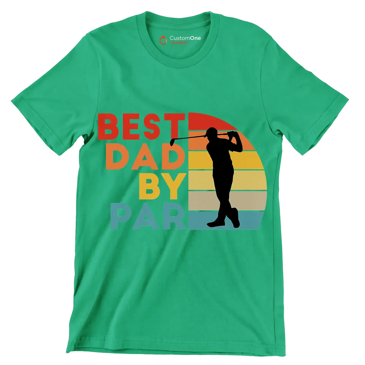 BEST DAD BY PAR - Golf Themed T-Shirt-Green-S-Custom One Express