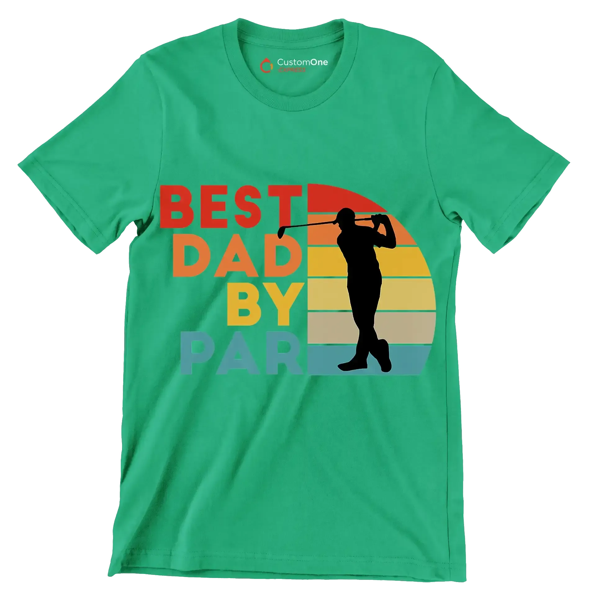 BEST DAD BY PAR - Golf Themed T-Shirt-Green-S-Custom One Express