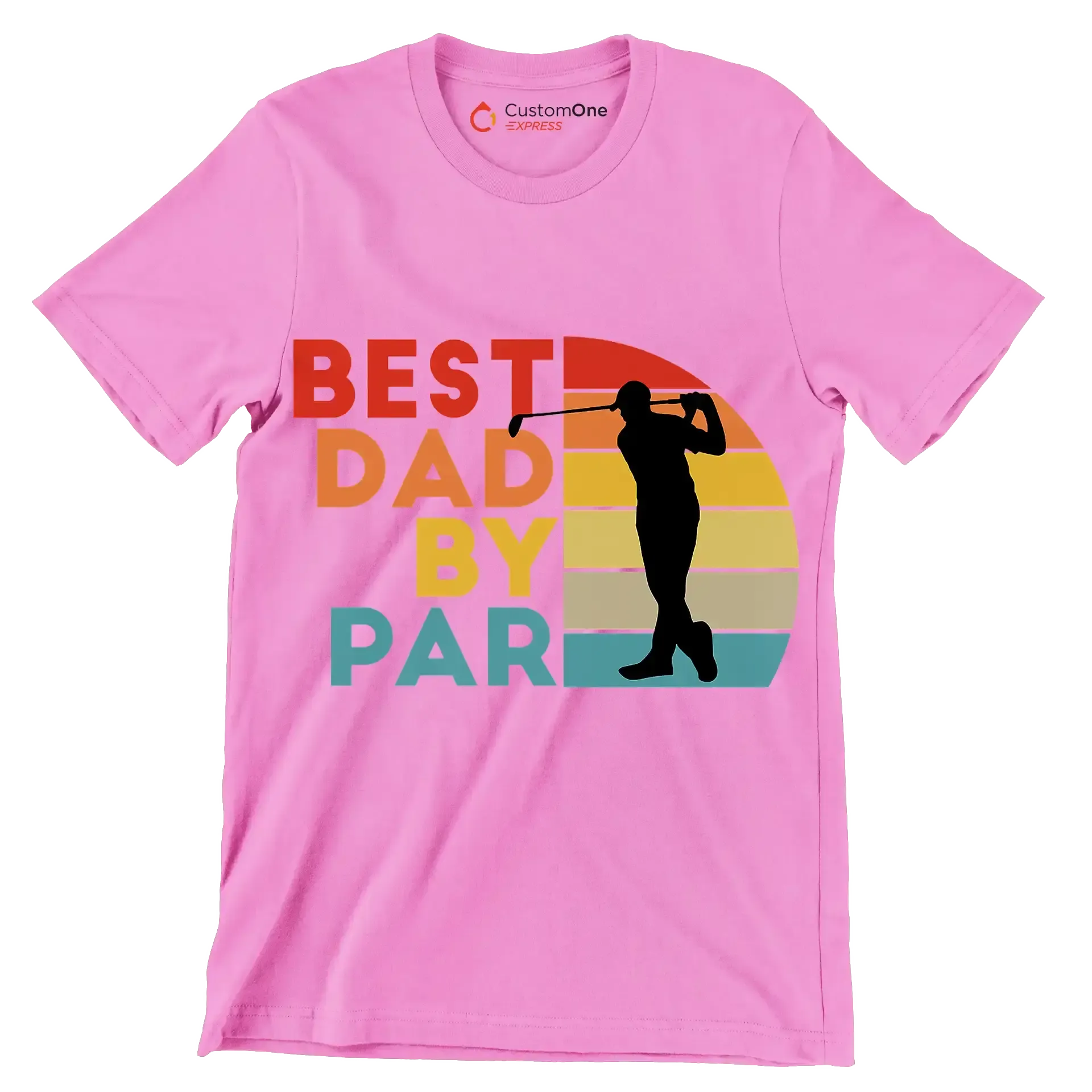 BEST DAD BY PAR - Golf Themed T-Shirt-Pink-S-Custom One Express