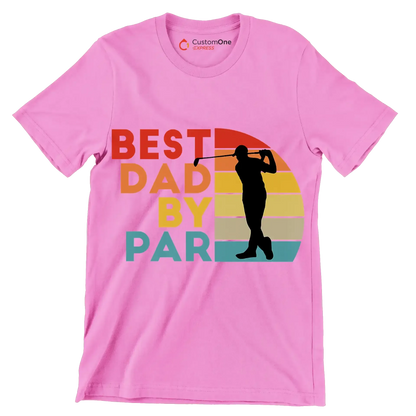 BEST DAD BY PAR - Golf Themed T-Shirt-Pink-S-Custom One Express