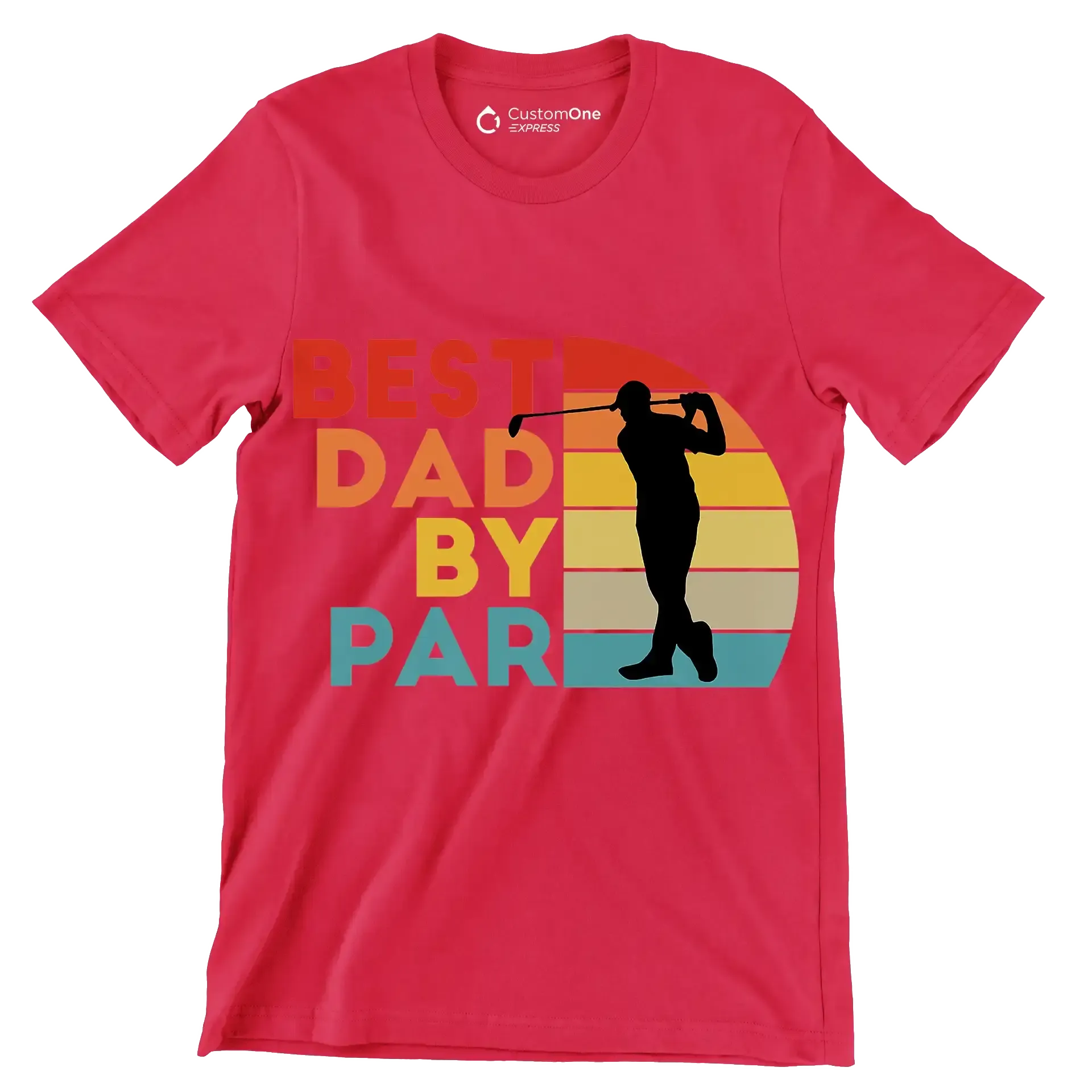 BEST DAD BY PAR - Golf Themed T-Shirt-Red-S-Custom One Express