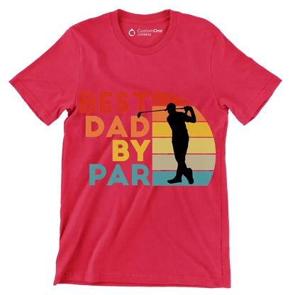 BEST DAD BY PAR - Golf Themed T-Shirt-Red-S-Custom One Express