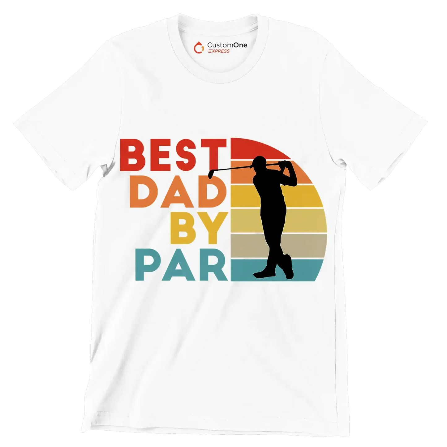 BEST DAD BY PAR - Golf Themed T-Shirt-White-S-Custom One Express