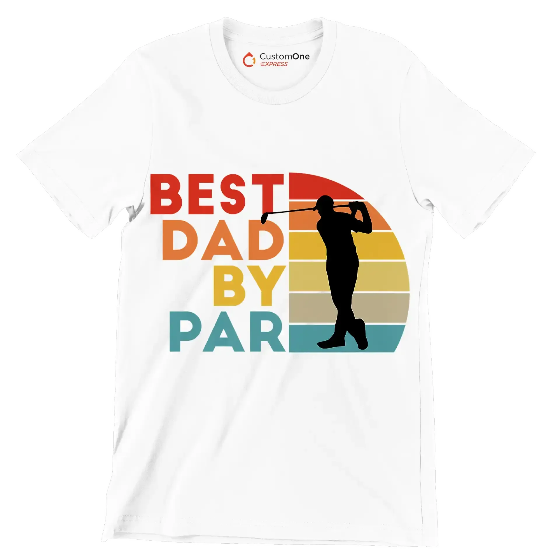 BEST DAD BY PAR - Golf Themed T-Shirt-White-S-Custom One Express